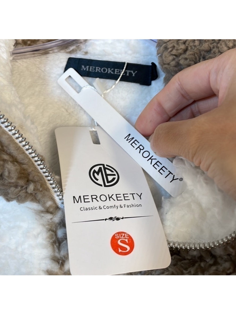 MEROKEETY Classic Plaid Half Zip Sherpa Top. Small. NWT. - Picture 3 of 13